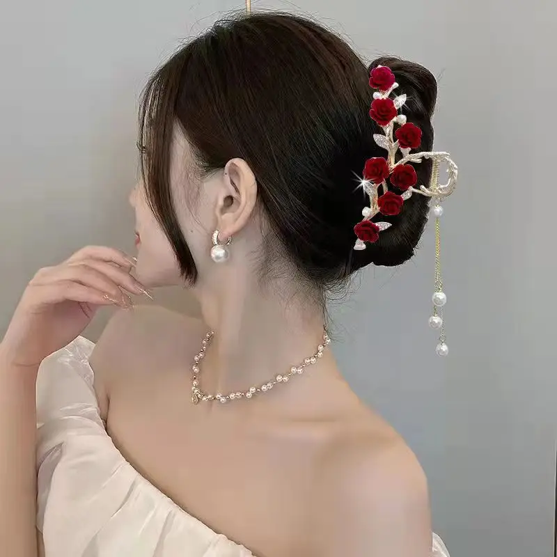 Cherry Blossom Hairpin for Women Elegant Tassel Style