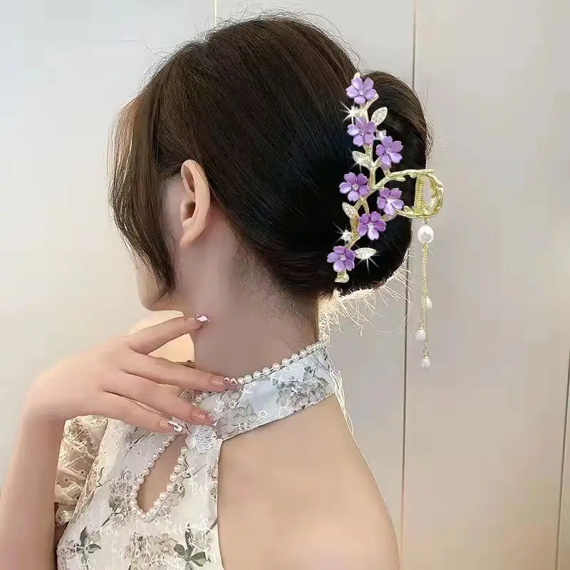 Cherry Blossom Hairpin for Women Elegant Tassel Style