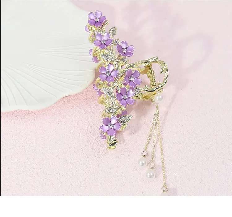 Cherry Blossom Hairpin for Women Elegant Tassel Style — feature 11
