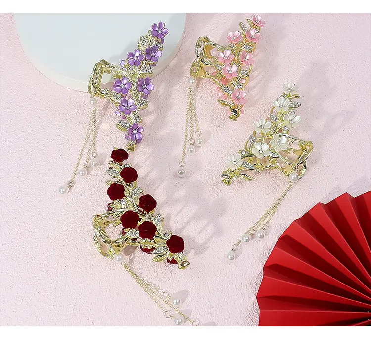 Cherry Blossom Hairpin for Women Elegant Tassel Style — feature 9