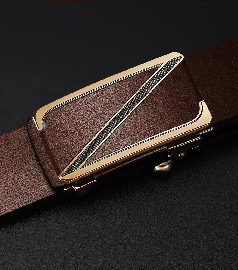 Men's Gold Plated Leather Belt with Automatic Buckle β feature 15