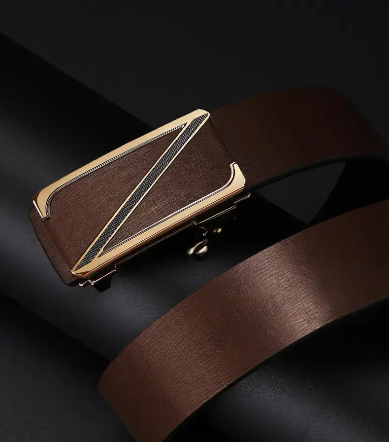 Men's Gold Plated Leather Belt with Automatic Buckle β feature 16
