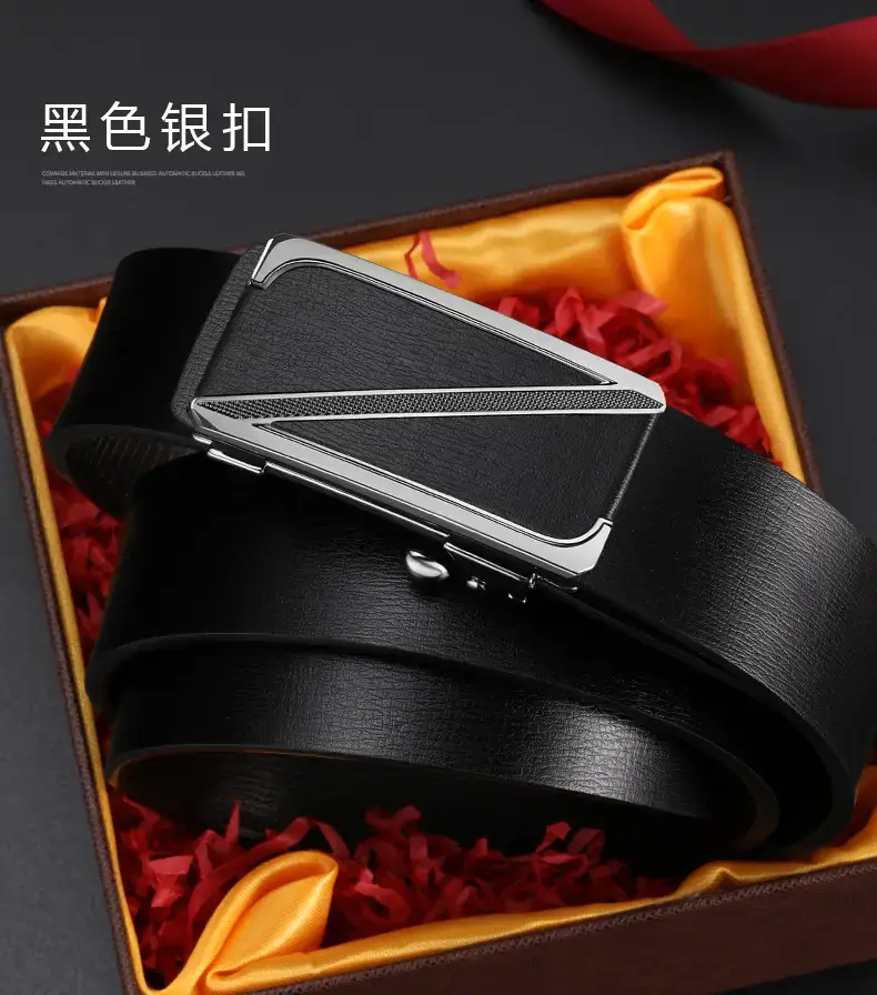 Men's Gold Plated Leather Belt with Automatic Buckle β feature 17