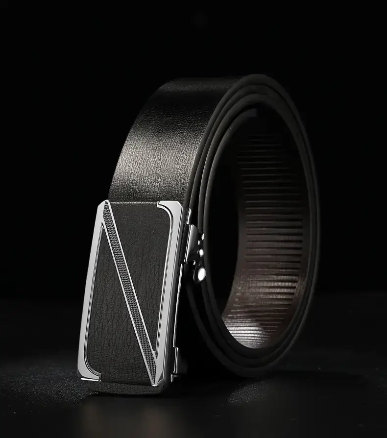 Men's Gold Plated Leather Belt with Automatic Buckle β feature 19