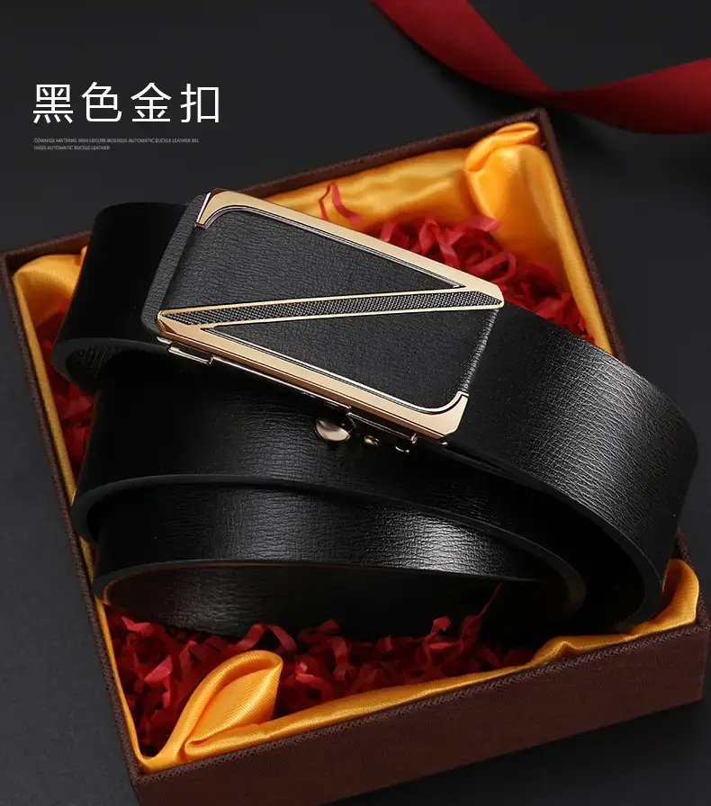 Men's Gold Plated Leather Belt with Automatic Buckle β feature 20