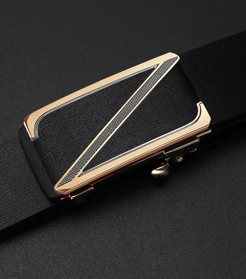 Men's Gold Plated Leather Belt with Automatic Buckle β feature 21