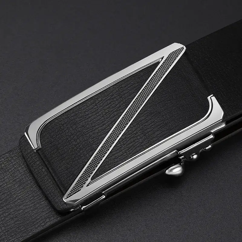 Men's Gold Plated Leather Belt with Automatic Buckle - Image 2