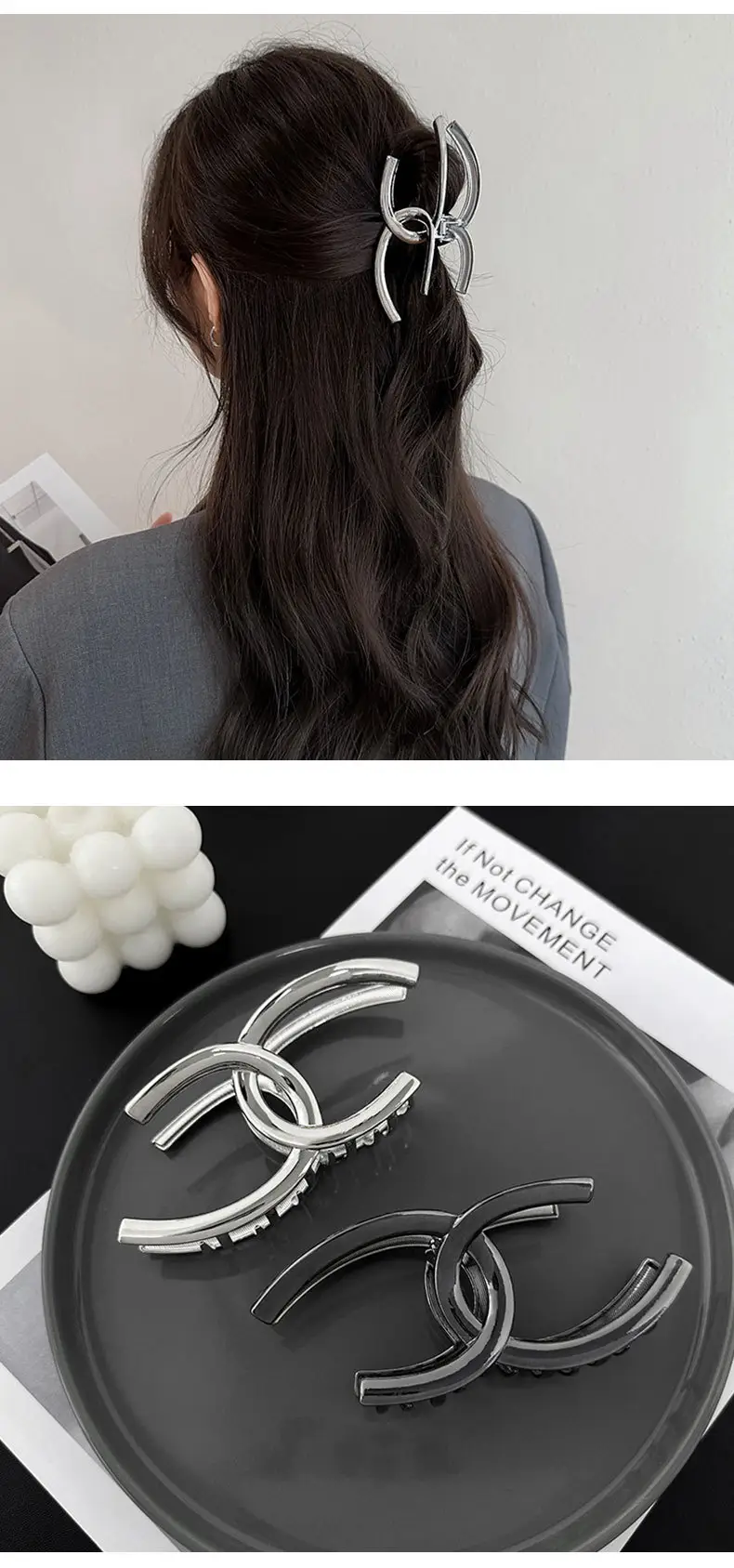 2024 Double C Metal Hair Clip for Women Summer Large Back Hair — feature 7