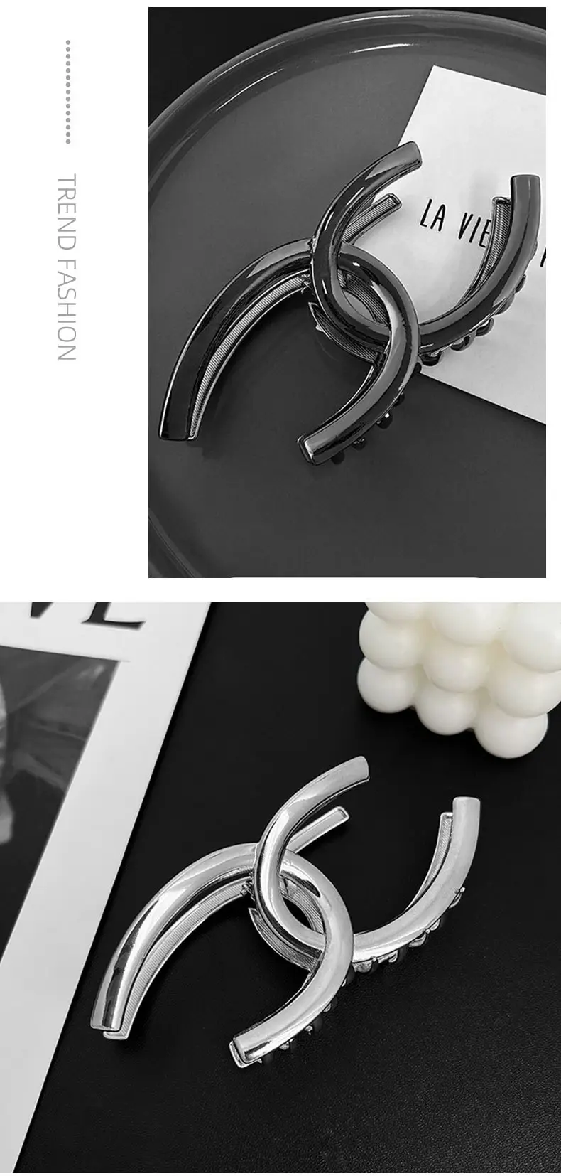 2024 Double C Metal Hair Clip for Women Summer Large Back Hair — feature 8