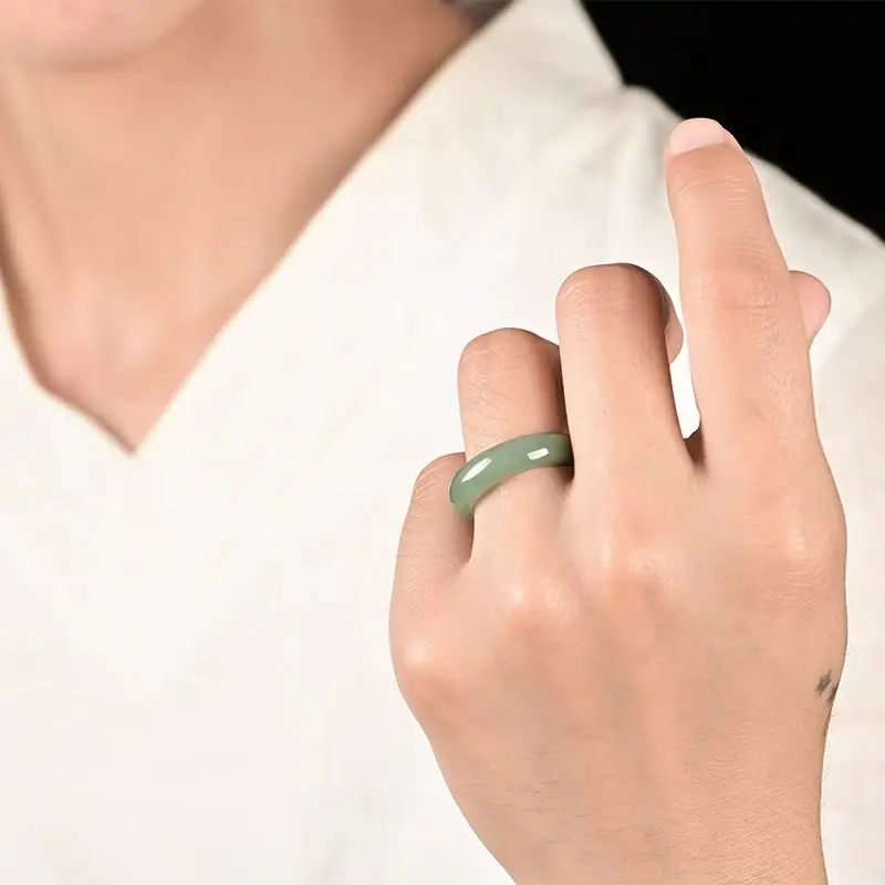 Jadeite Ice Green Natural Ice Green Glutinous Ring - Image 3