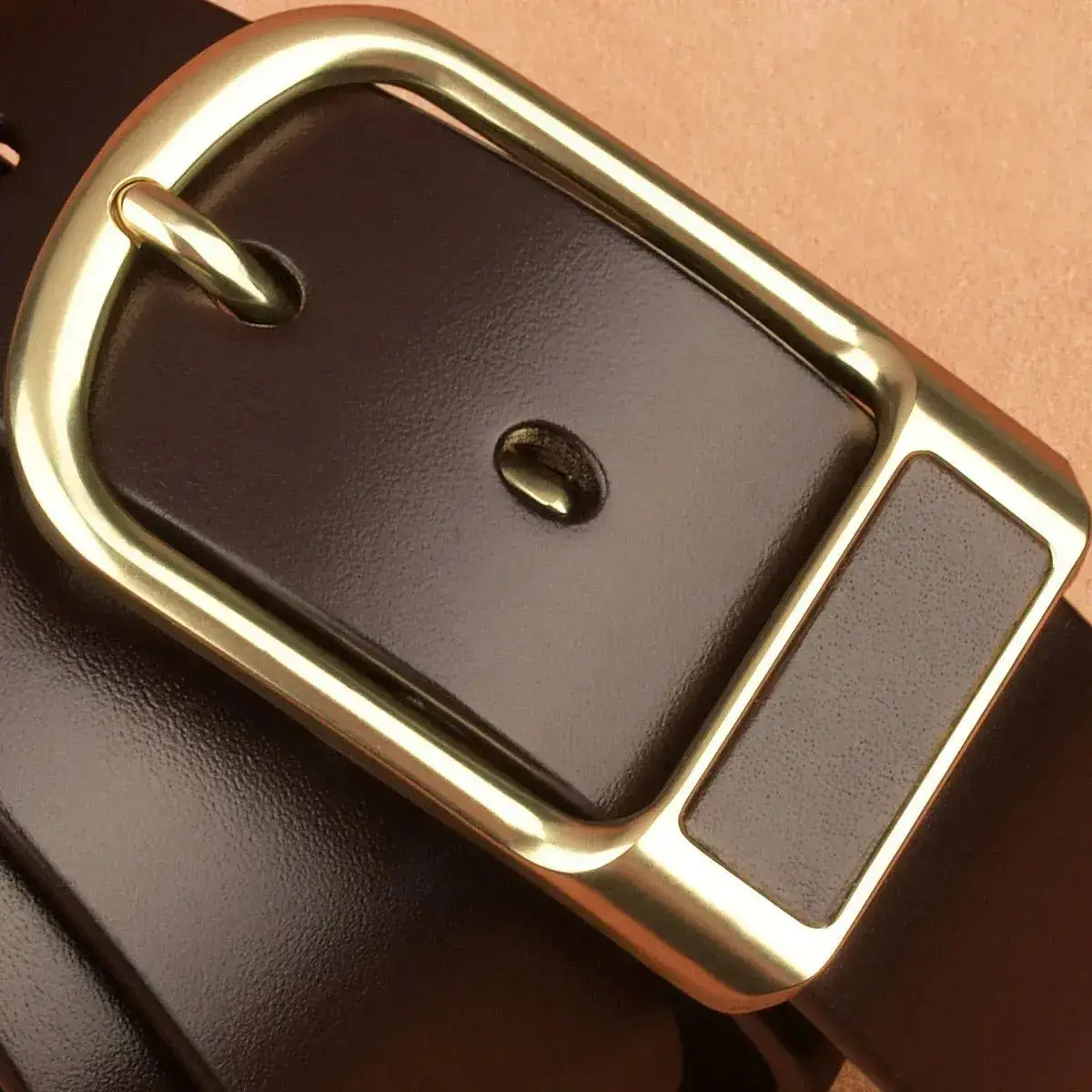 Men's Cowhide Leather Belt with Gold Pin Buckle - Image 2