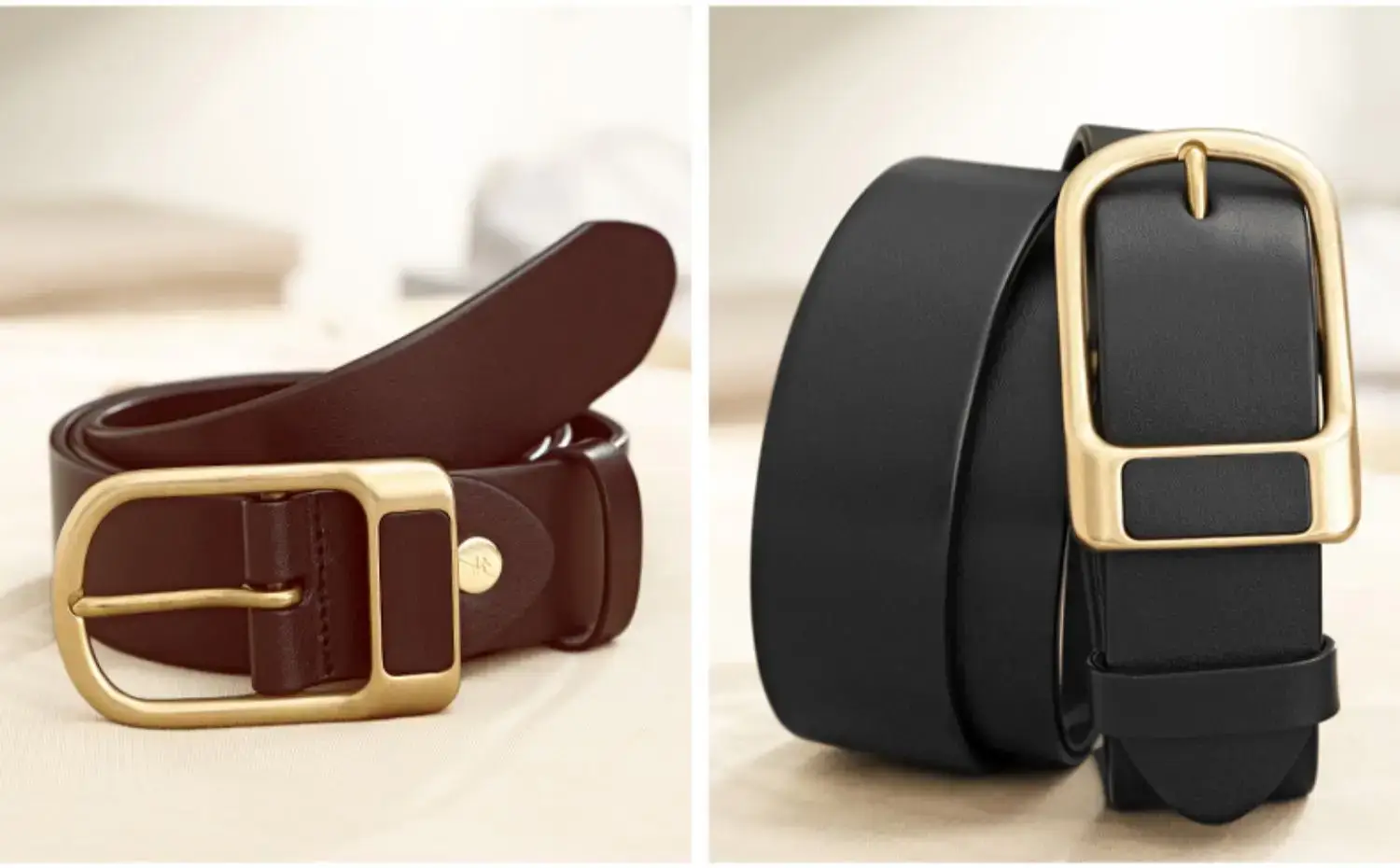 Men's Cowhide Leather Belt with Gold Pin Buckle — feature 16