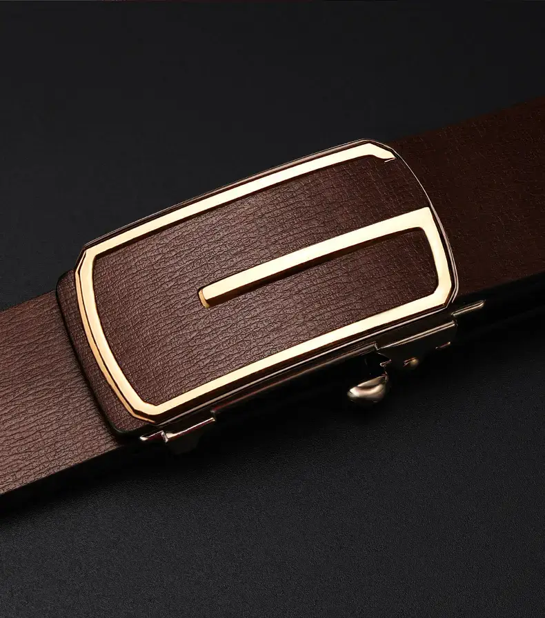 Men's Black Leather Belt with Gold Buckle β feature 15