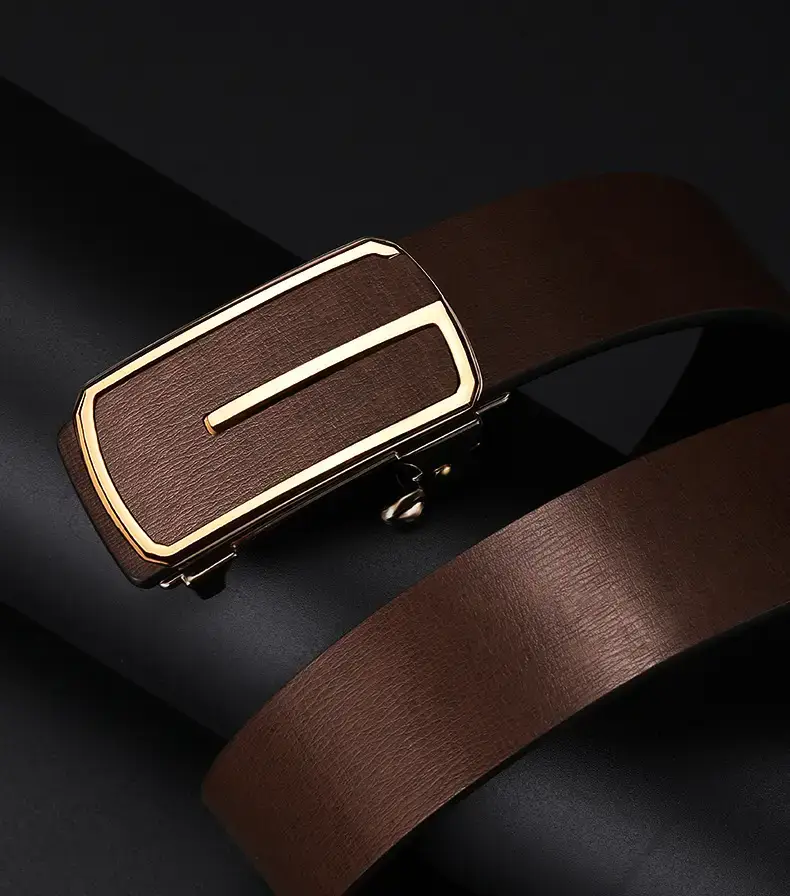 Men's Black Leather Belt with Gold Buckle β feature 16