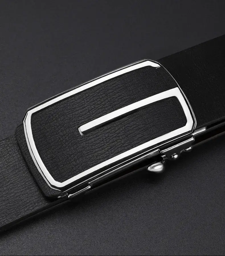 Men's Black Leather Belt with Gold Buckle β feature 18
