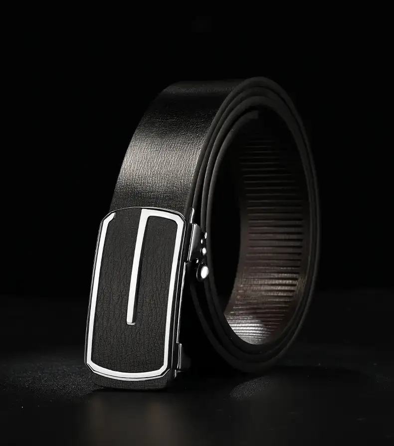 Men's Black Leather Belt with Gold Buckle β feature 19