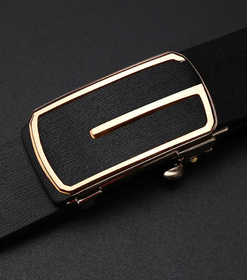 Men's Black Leather Belt with Gold Buckle β feature 21