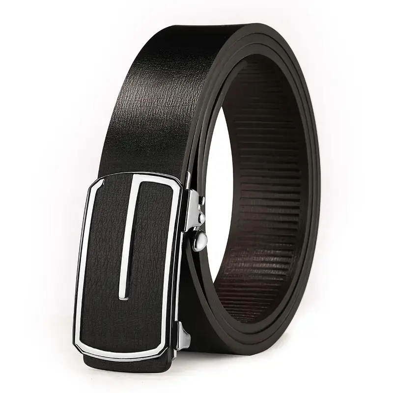 Men's Black Leather Belt with Gold Buckle - Image 2