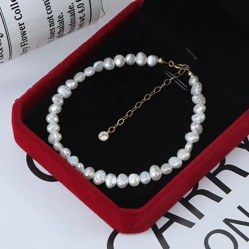 Broken Silver Pearl Clavicle Chain with Buckle - Image 2