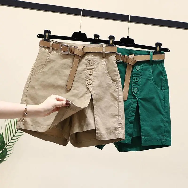 Women White Button Belt Shorts Pure Cotton Summer 2026 — feature 3