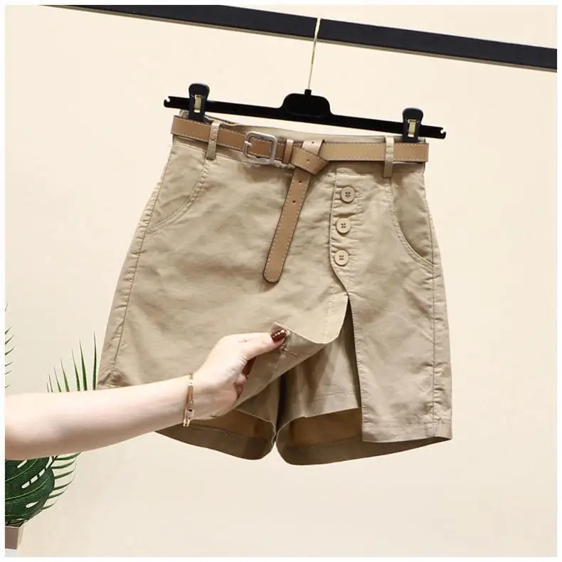 Women White Button Belt Shorts Pure Cotton Summer 2026 — feature 5