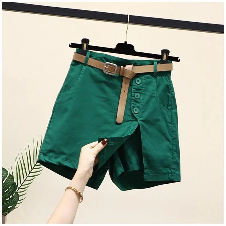 Women White Button Belt Shorts Pure Cotton Summer 2026 — feature 7
