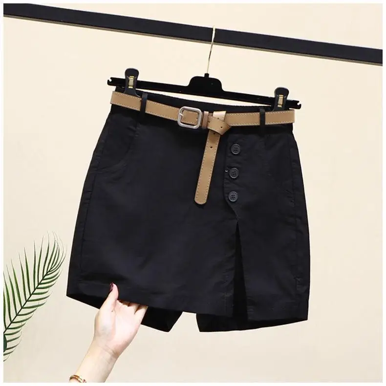 Women White Button Belt Shorts Pure Cotton Summer 2026 — feature 9