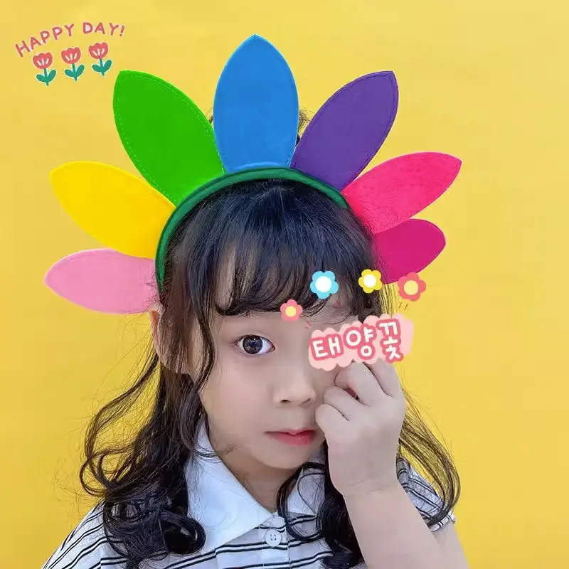 Children's Sunflower Headband with Colorful Leaves - Image 4