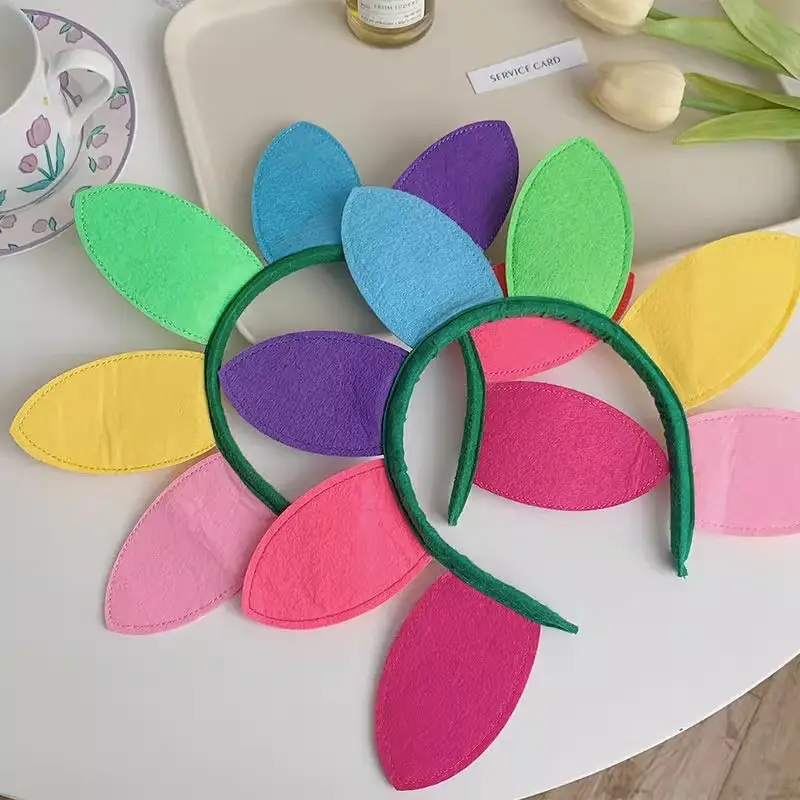 Children's Sunflower Headband with Colorful Leaves - Image 5