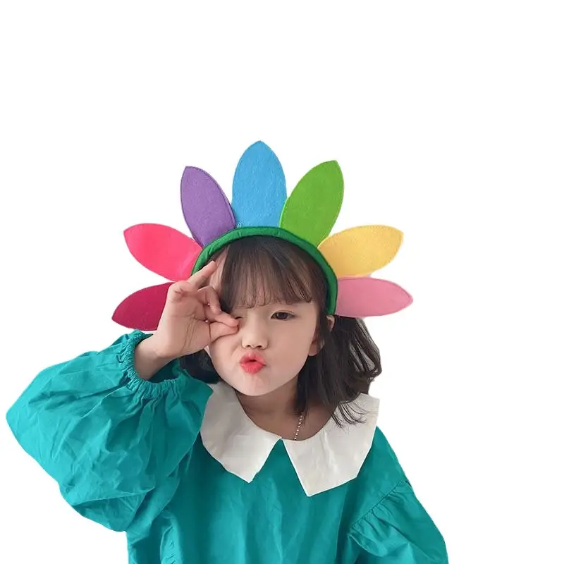 Children's Sunflower Headband with Colorful Leaves - Image 7