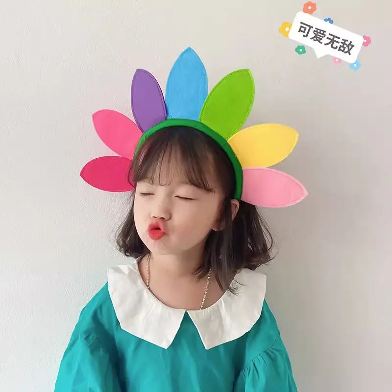 Children's Sunflower Headband with Colorful Leaves — feature 3