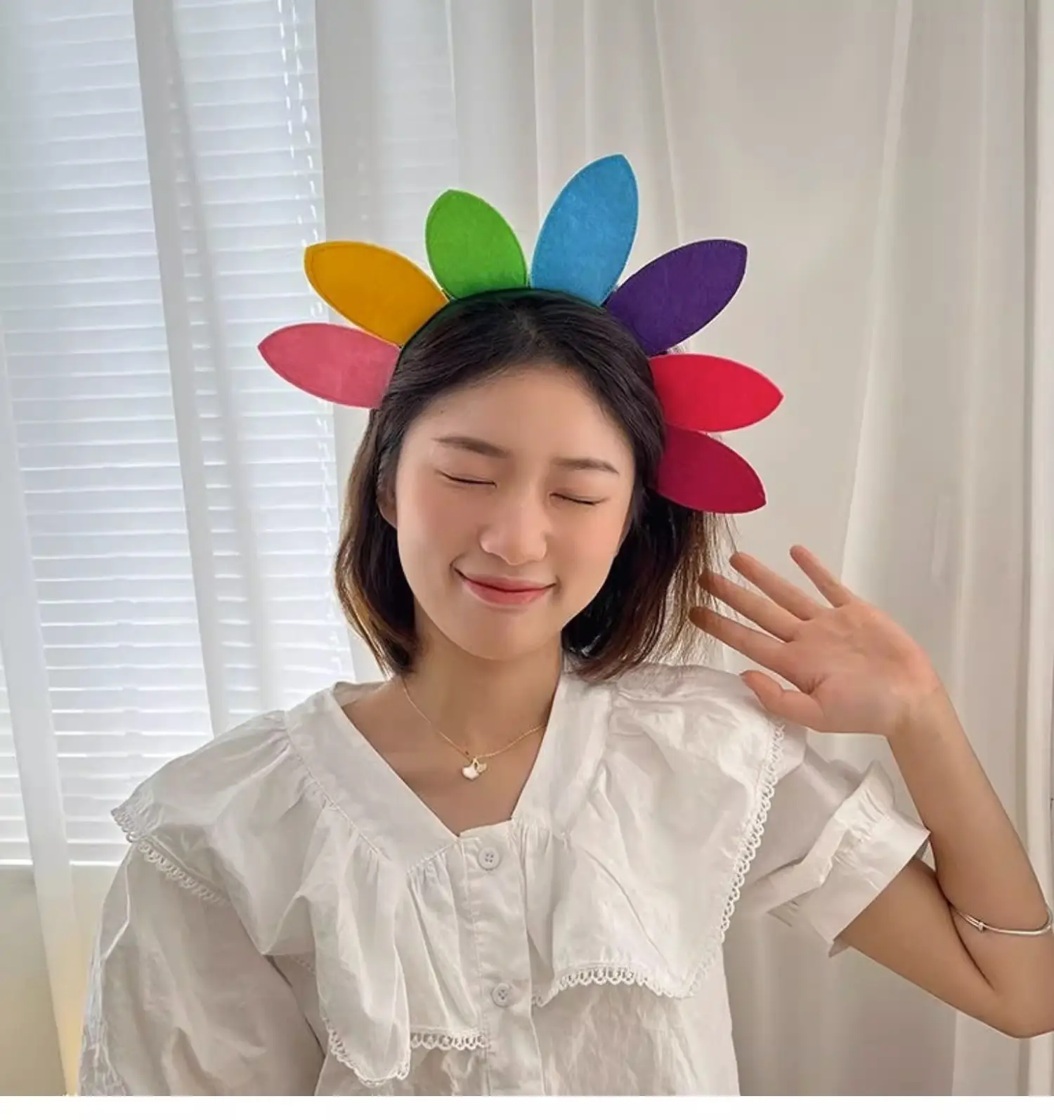 Children's Sunflower Headband with Colorful Leaves — feature 6