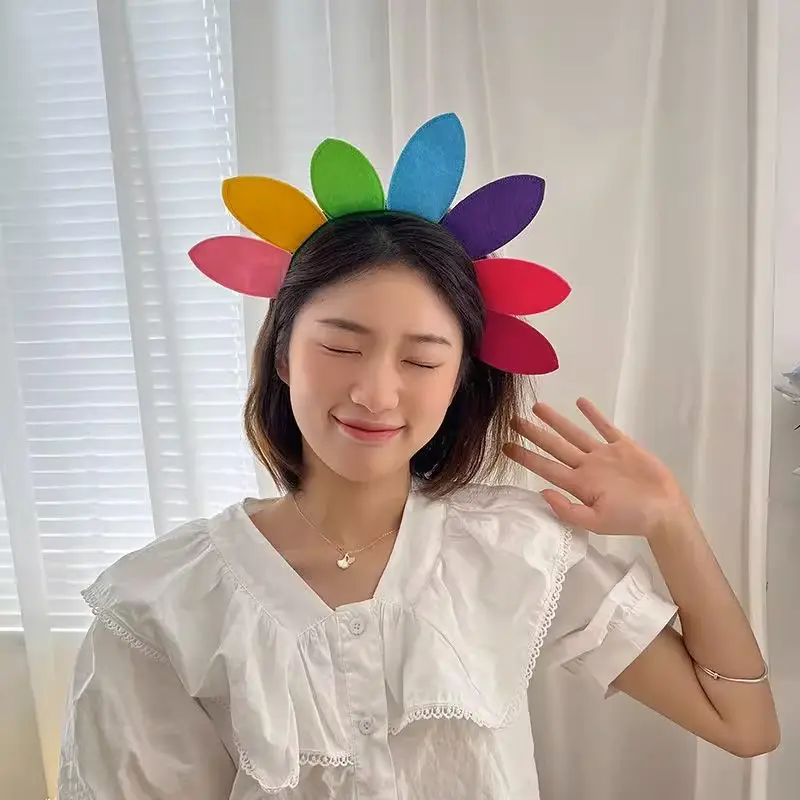Children's Sunflower Headband with Colorful Leaves - Image 2