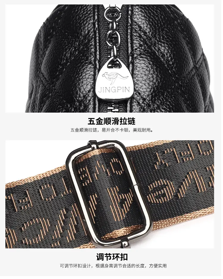 Black Diamond Embroidered Women's Shoulder Crossbody Bag — feature 9