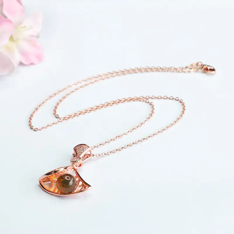 Guan Yu Fan Necklace with Blue Amber Pendant - Image 5