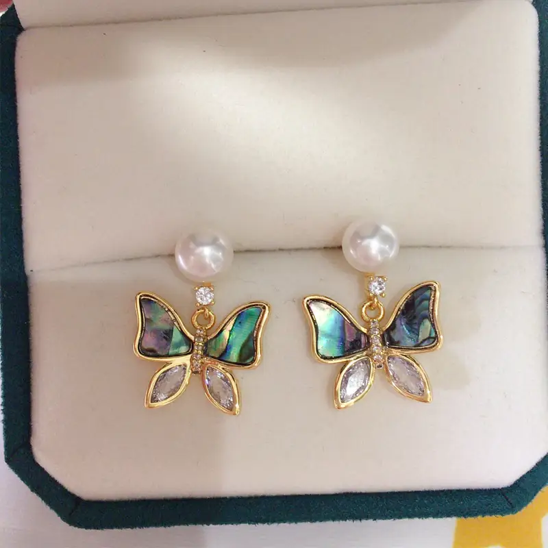 Natural Pearl Butterfly Earrings for Women 18K Gold — feature 2
