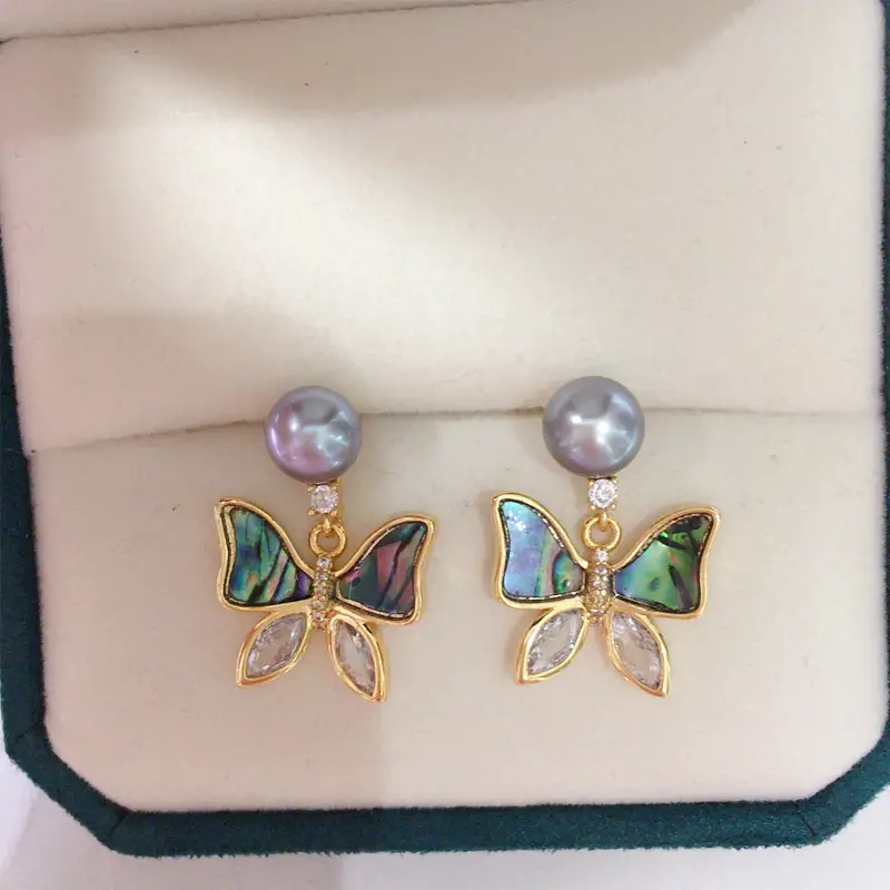 Natural Pearl Butterfly Earrings for Women 18K Gold - Image 6