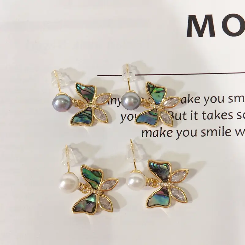 Natural Pearl Butterfly Earrings for Women 18K Gold — feature 10