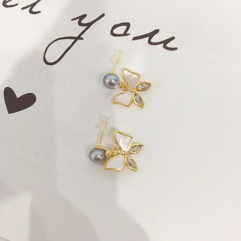 Natural Pearl Butterfly Earrings for Women 18K Gold — feature 17