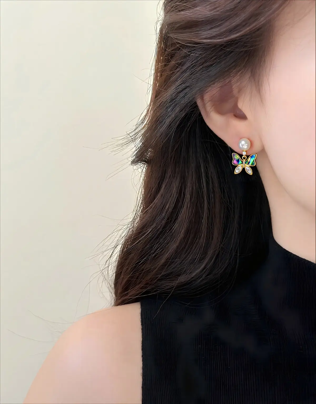 Natural Pearl Butterfly Earrings for Women 18K Gold — feature 18
