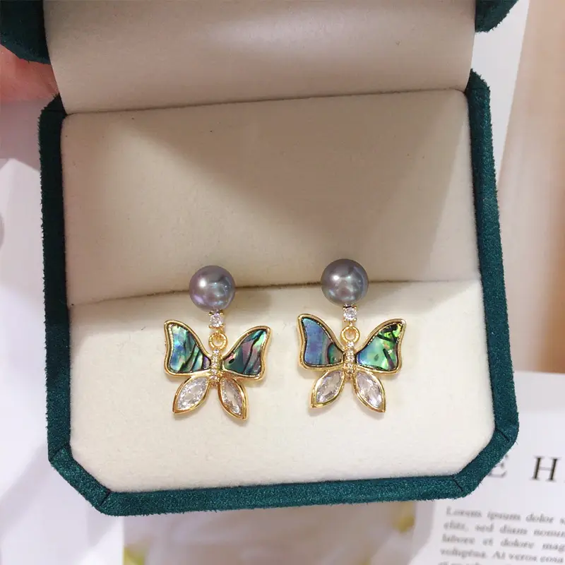 Natural Pearl Butterfly Earrings for Women 18K Gold — feature 5