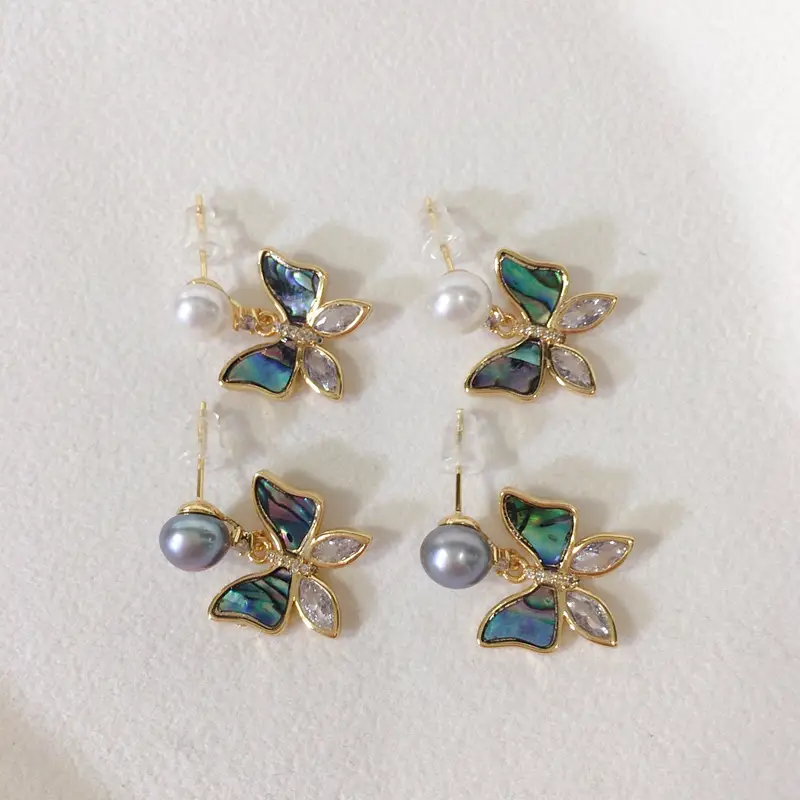 Natural Pearl Butterfly Earrings for Women 18K Gold — feature 6
