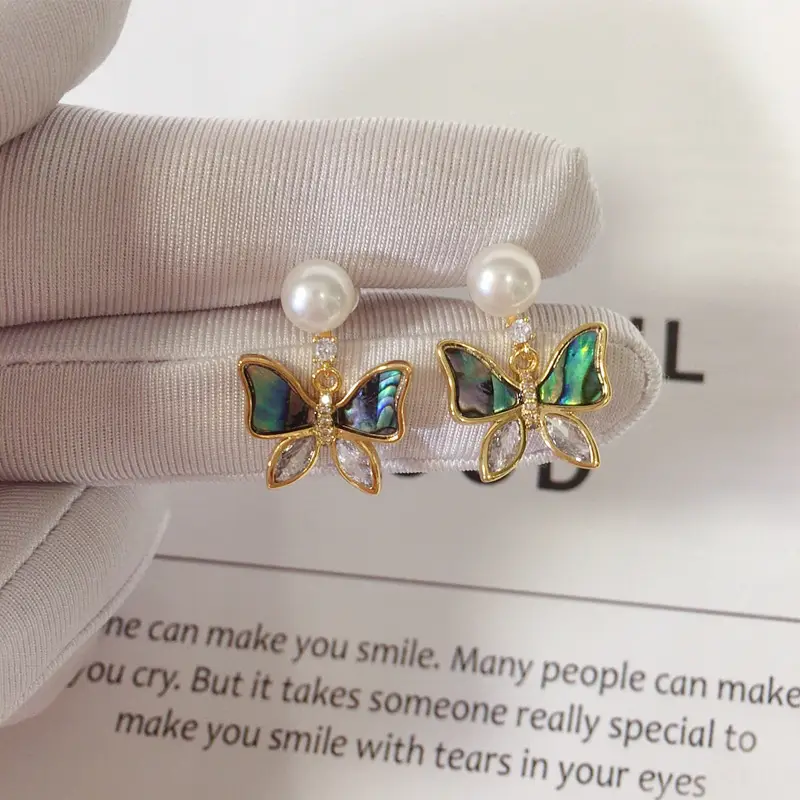 Natural Pearl Butterfly Earrings for Women 18K Gold — feature 8