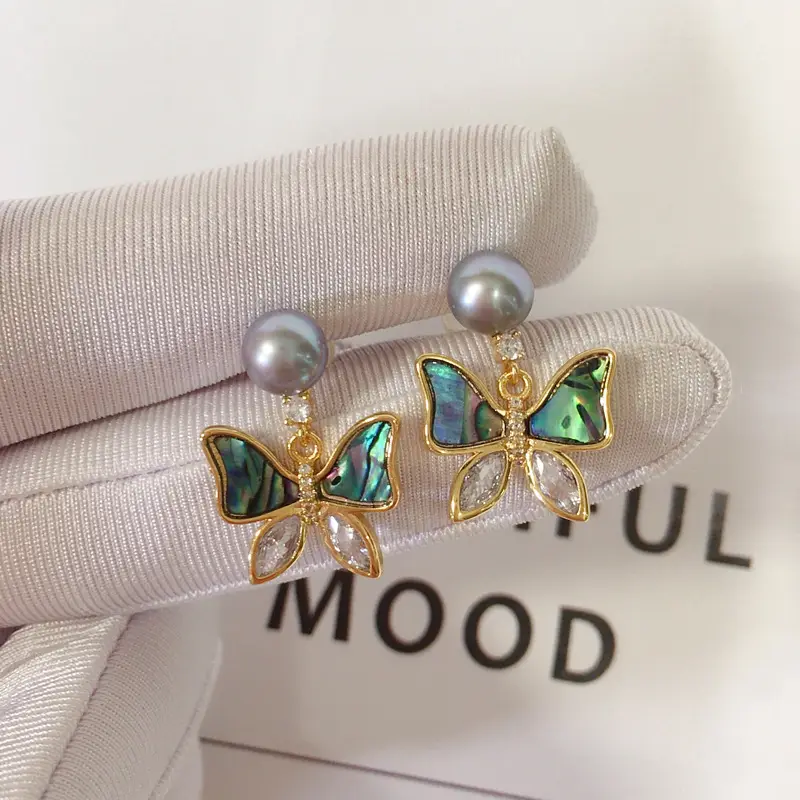 Natural Pearl Butterfly Earrings for Women 18K Gold — feature 9