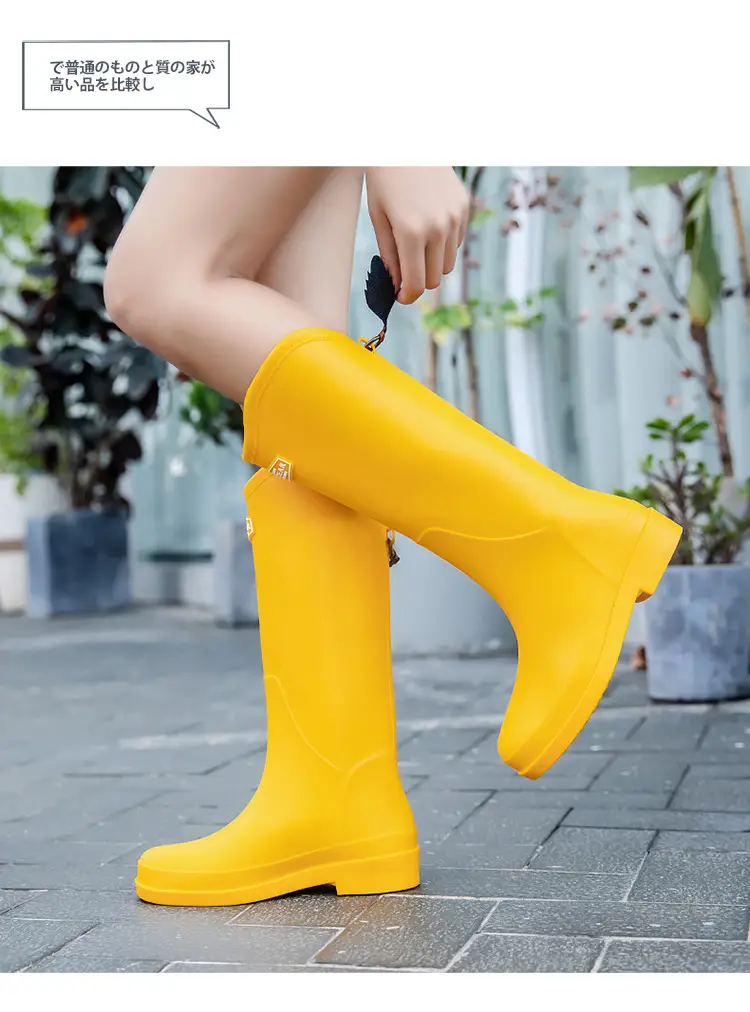 Cross-Border Fashion Rain Boots for Women, Medium and High Water Shoes, Korean Student Rain Boots, Women's Waterproof Outdoor Work Rubber Shoes, High Tube — feature 12