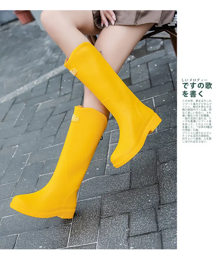 Cross-Border Fashion Rain Boots for Women, Medium and High Water Shoes, Korean Student Rain Boots, Women's Waterproof Outdoor Work Rubber Shoes, High Tube — feature 13