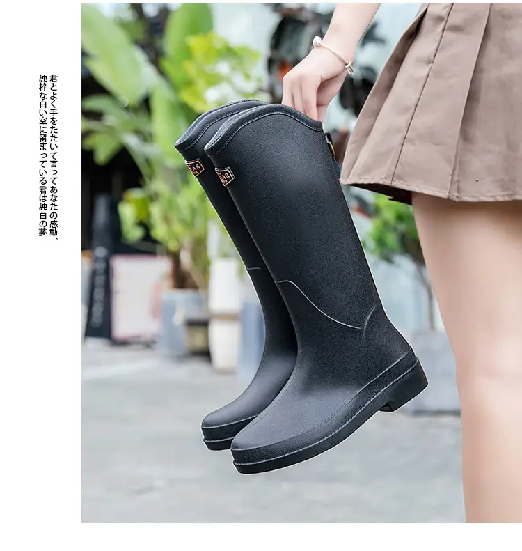 Cross-Border Fashion Rain Boots for Women, Medium and High Water Shoes, Korean Student Rain Boots, Women's Waterproof Outdoor Work Rubber Shoes, High Tube — feature 17