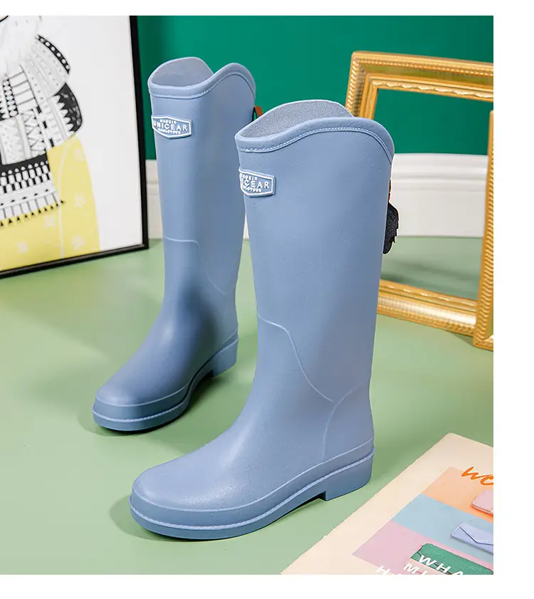 Cross-Border Fashion Rain Boots for Women, Medium and High Water Shoes, Korean Student Rain Boots, Women's Waterproof Outdoor Work Rubber Shoes, High Tube — feature 19