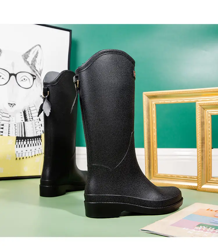 Cross-Border Fashion Rain Boots for Women, Medium and High Water Shoes, Korean Student Rain Boots, Women's Waterproof Outdoor Work Rubber Shoes, High Tube — feature 21