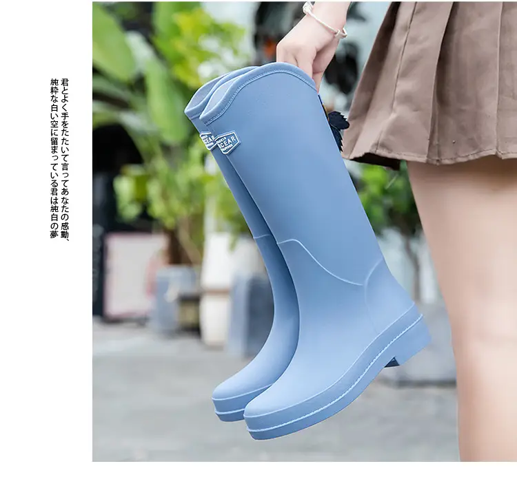 Cross-Border Fashion Rain Boots for Women, Medium and High Water Shoes, Korean Student Rain Boots, Women's Waterproof Outdoor Work Rubber Shoes, High Tube — feature 8